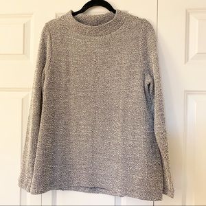 LOFT size large black and cream textured mock neck top